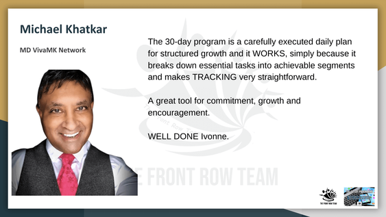 Review by VivaMK MD Michael Kharkar about the 30-Day Programme by Ivonne Meisel